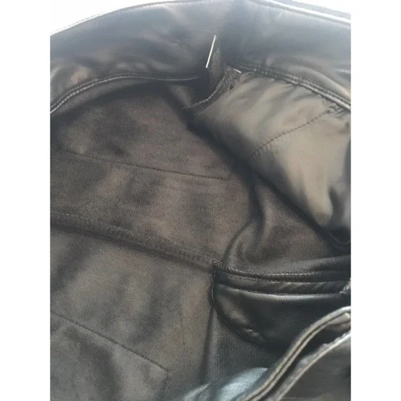 Ryegrass Black Faux Leather Tie Front Pants Button Ankle Womens Sz 10 Wide Taper - Picture 11 of 14